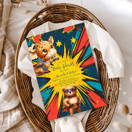 Comic Book Superhero Boy Babydusche Einladung