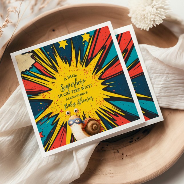 Comic Book Superhero Boy Babydusche Serviette (Von Creator hochgeladen)