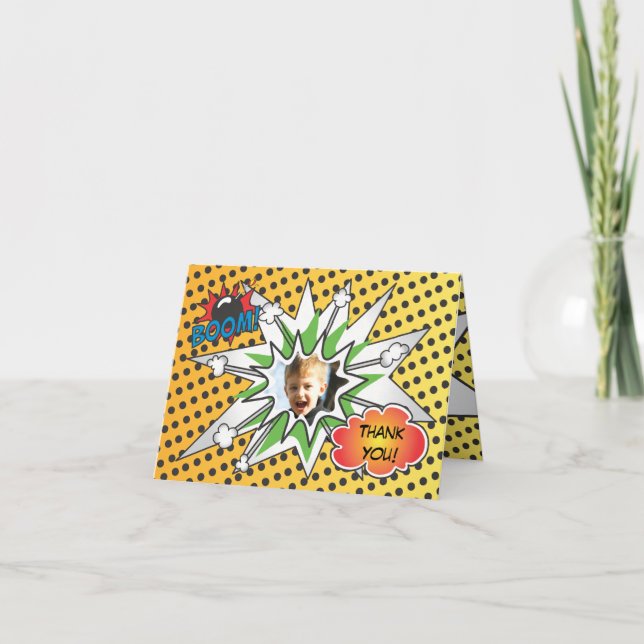 Comic Book Superhero Danke Karte (Vorderseite)