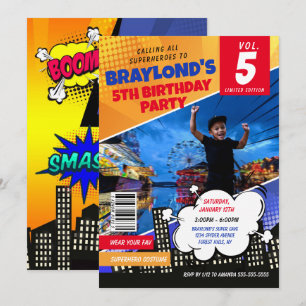 Comic Book Superhero Einladung zum Geburtstag