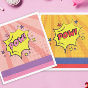 Comic Book Superhero Einzigartiges Mädchen Geburts Serviette