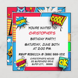 Comic Book Superhero Geburtstag Boy Custom Einladung