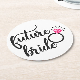 Comic Braut & Bräutigam Tanzende Hochzeit Schwarz  Runder Pappuntersetzer