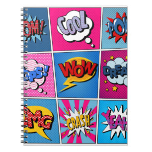 Comic Bubbles Set. Bom, Cool, Pow, Oop Notizblock