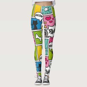 Comic-Buch-Art-Haustier-Muster Leggings