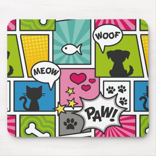 Comic-Buch-Art-Haustier-Muster Mousepad (Vorne)