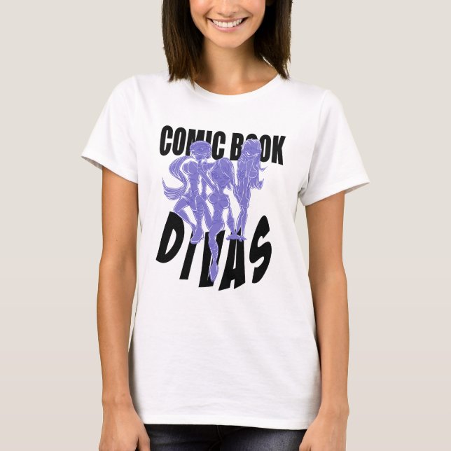 Comic-Buch-Diva-Logo-Baby - Puppe blaues großes T-Shirt (Vorderseite)