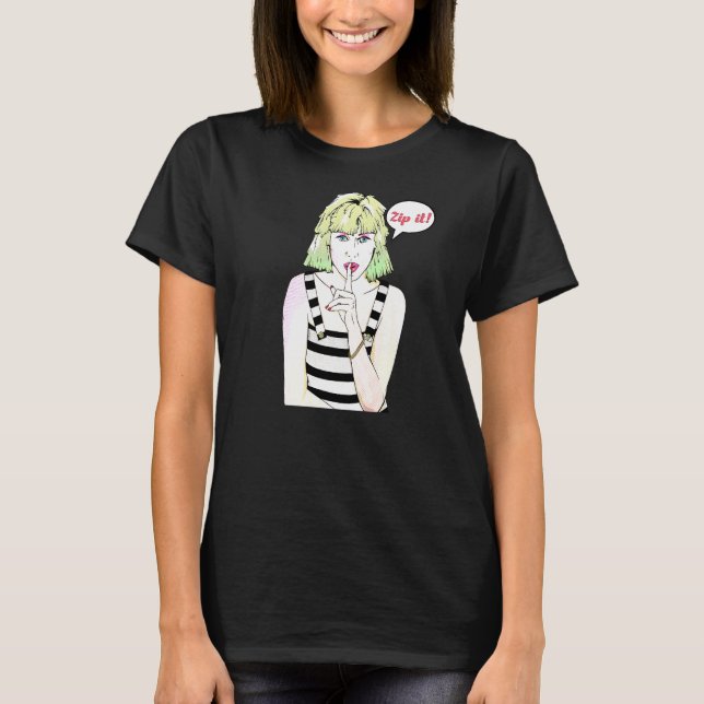 Comic Buch Frauen Zip it T-Shirt (Vorderseite)