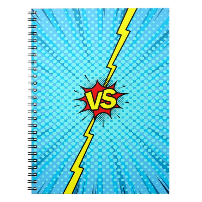 Comic-Buch gegen Hintergrund, klassische Pop-Kunst Notizblock (Vorderseite)