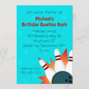 Comic-Buch-Illustrations-Bowlings-Party Einladung