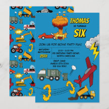 Comic-Buch-LKW-Autos-Fahrzeuge-Flugzeuge-Geburtsta