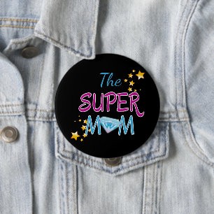 Comic Buch Pop Art Superhero Mama Muttertag Button