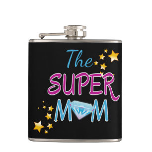 Comic Buch Pop Art Superhero Mama Muttertag Flachmann