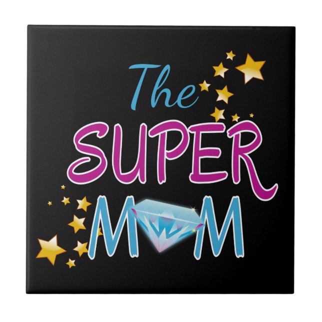 Comic Buch Pop Art Superhero Mama Muttertag Fliese (Vorderseite)