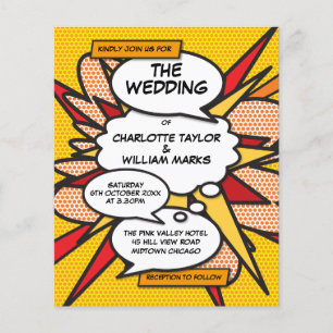 Comic Buch Pop Hochzeit Einladung
