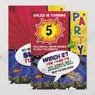 Comic Buch Pop Kunst Geburtstagsparty Einladung