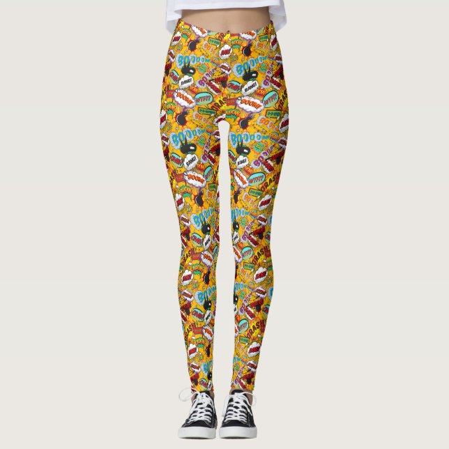 Comic Buch Pop Kunstausbrüche Leggings (Vorderseite)