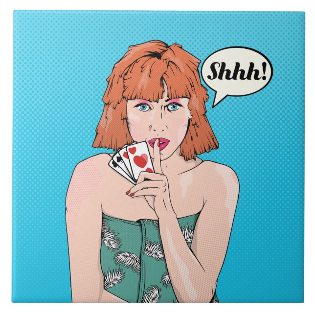 Comic-Buch-Stil Poker-Betrug Fliese (Vorderseite)