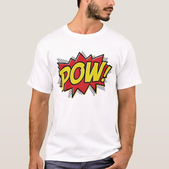 Comic-Buch-Stil Pow-Knall-Design auf Shirt (Vorderseite)