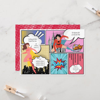 Comic Buch Superheldin Geburtstag Einladung