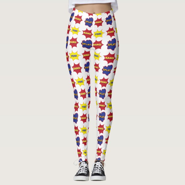 Comic-Buch-Text-Blasen Leggings (Vorderseite)