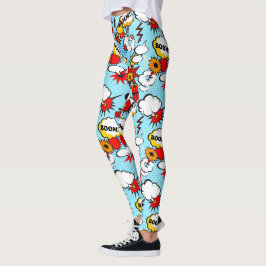 Comic Buchauszüge, Feuerklammern, Stöcke Leggings