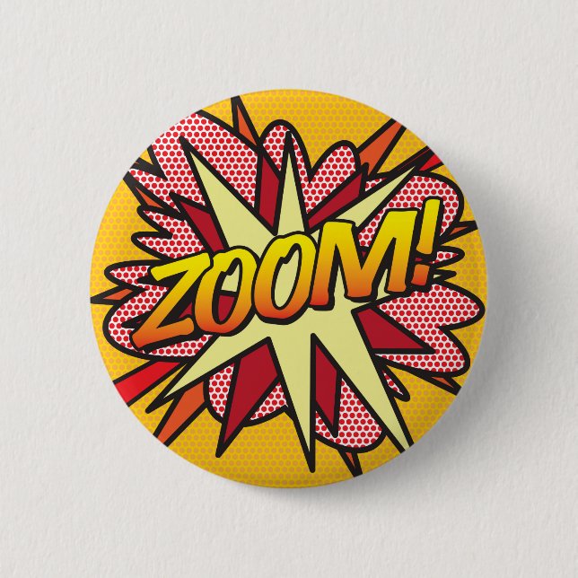 Comic Buchen Pop Kunst ZOOM! Button (Vorderseite)