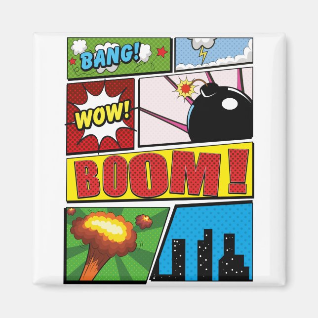 Comic Buchen Sie Cartoon Schriftart! Magnet (Vorne)