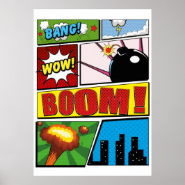 Comic Buchen Sie Cartoon Schriftart! Poster