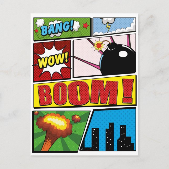 Comic Buchen Sie Cartoon Schriftart! Postkarte (Vorderseite)