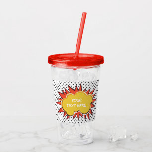 Comic-Buchexplosion mit benutzerdefiniertem Text Acryltrinkbecher