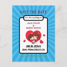 Comic-Buchstil Save the Date personalisiert Ankündigungspostkarte