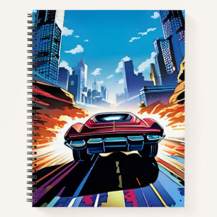 Comic Buchtwagen schnell fahren Notizbuch