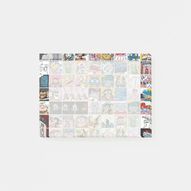 Comic Bunte Charaktere Kinder Muster Post-it Klebezettel (Vorderseite)