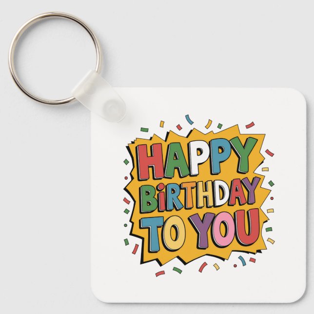 Comic Burst Alles Gute zum Geburtstag Schlüsselanhänger (Vorderseite)