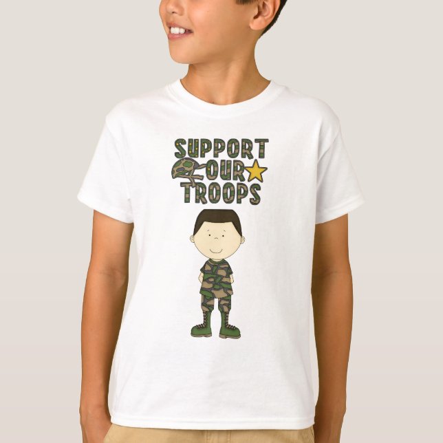 Comic Camouflage Junge Soldat Militär Kinder Jugen T-Shirt (Vorderseite)