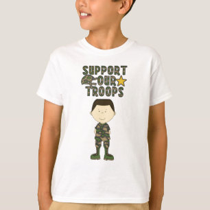 Comic-Camouflage-Jungen-Soldat-Militär scherzt T-Shirt
