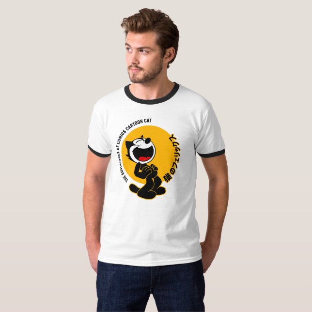 Comic Cartoon Cat | Männerklingeln T-Shirt (Vorne ganz)