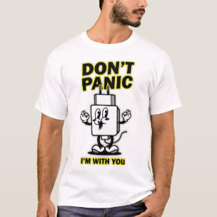 Comic Cartoon Mobile Ladegerät: Don't Panic Design T-Shirt