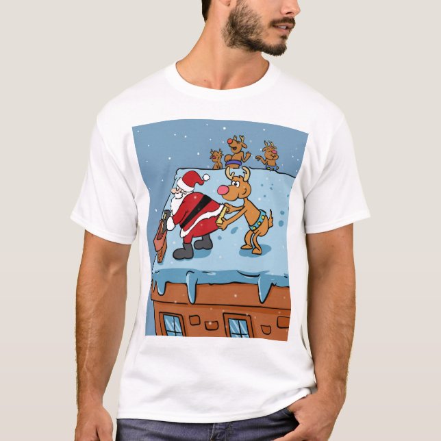 Comic cartoon Santa Claus christmas T-Shirt (Vorderseite)