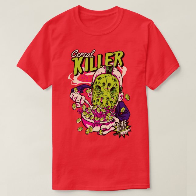 Comic Cereal Killeal Box Funny Horror T-Shirt (Design vorne)