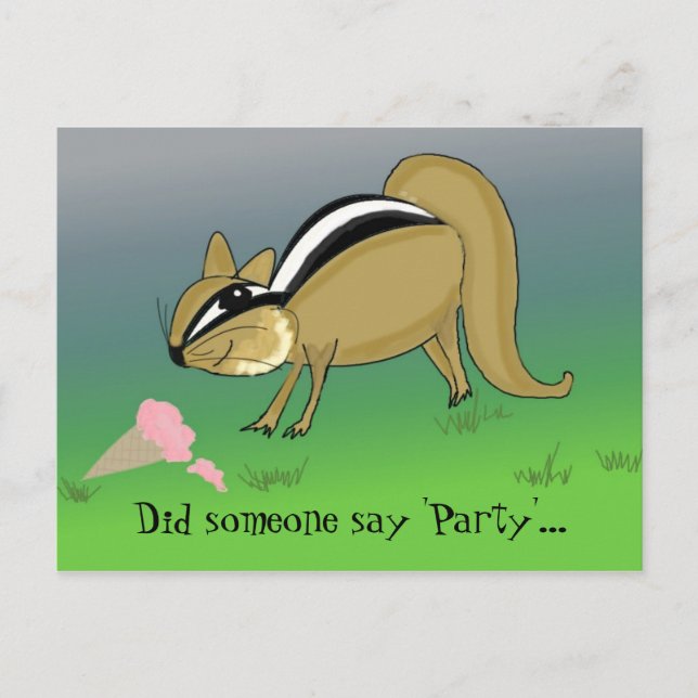 Comic-Chipmunk mit Eiscreme-Tüte Postkarte (Vorderseite)