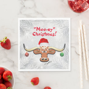 Comic Christmas Longhorn Steer Napkins Serviette