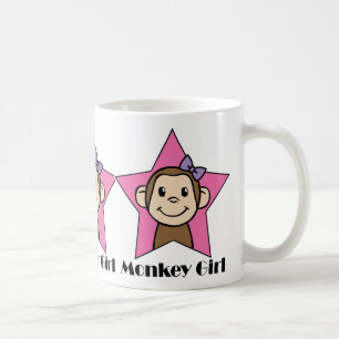 Comic-Clip-Art-Lächeln-Affen-Mädchen-Rosa-Stern-Sc Tasse