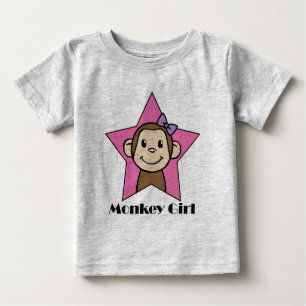 Comic-Clipart lächelnder Affe Mädchen rosa Stern S Baby T-shirt