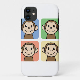 Comic-Clipart mit 4 glücklichen Affen Case-Mate iPhone Hülle