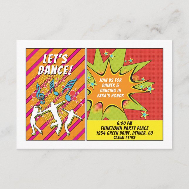 Comic Comic Book Bar or Bat Mitzvah Empfang Begleitkarte (Vorderseite)