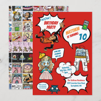 Comic Cool Superhero Party Geburtstag Einladung