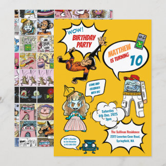 Comic Cool Superhero Party Geburtstag Einladung