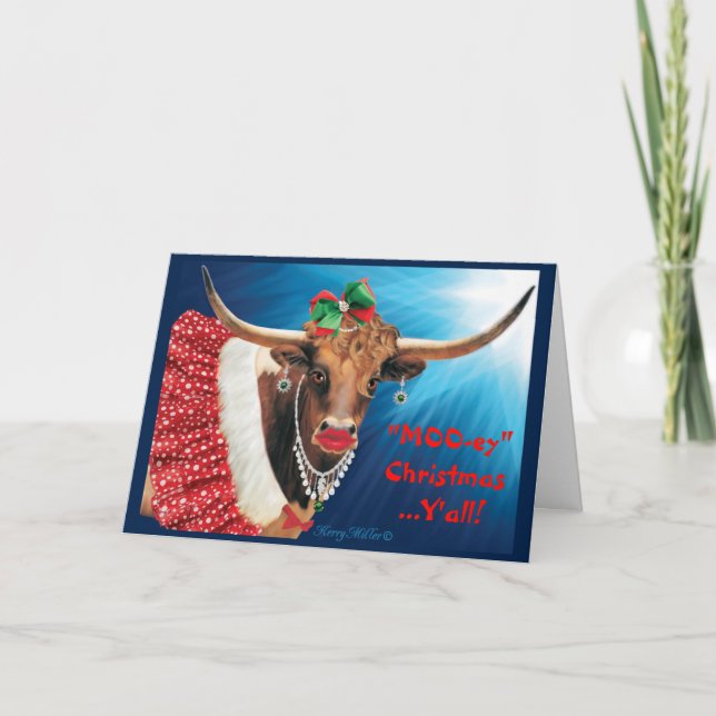 Comic Cow Holiday Card Feiertagskarte (Vorderseite)